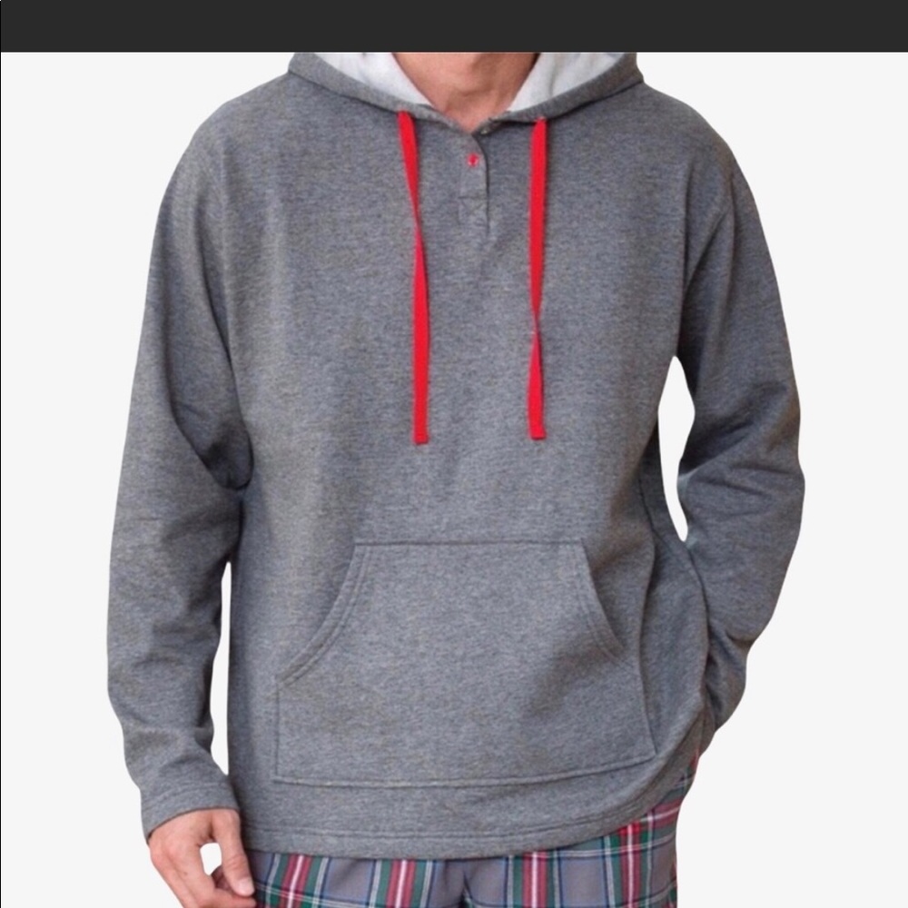 PAJAMAGRAM GRAY LOUNGE FLEECE HOODIE PULLOVER
